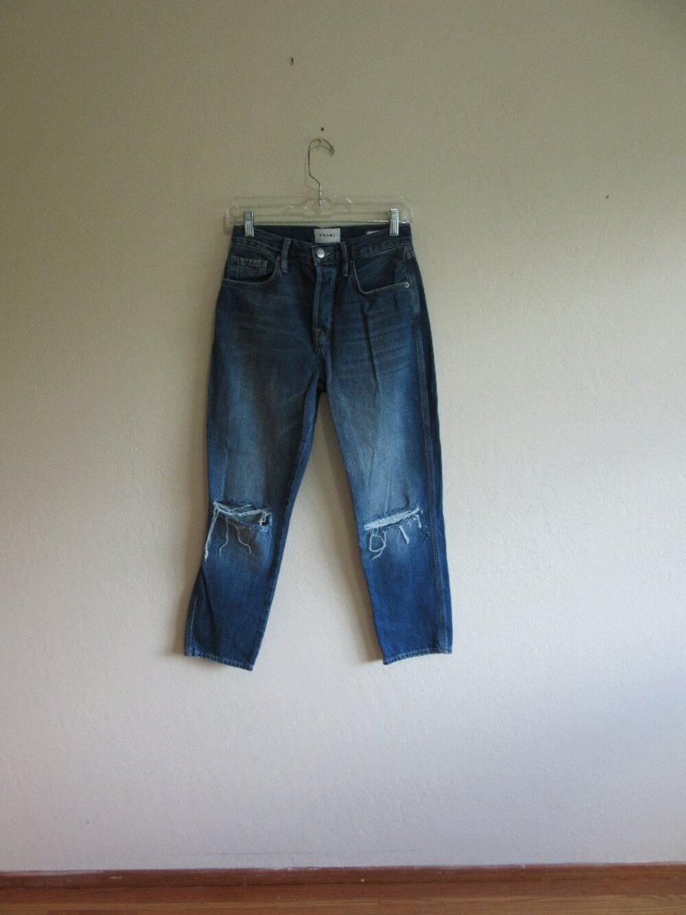 FRAME Blue Distressed 25 Le Original Denim Straight Jeans